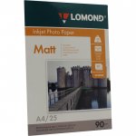 Фотобумага A4 90 г/м² матовая, 25 листов, односторонняя, Lomond 0102029 для струйной печати