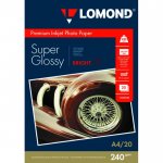 Фотобумага A4 240 г/м² суперглянцевая, 20 листов, односторонняя, Lomond 1105100 для струйной печати
