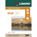 Фотобумага A4 140 г/м² матовая, 100 листов, односторонняя, Lomond 0102074 для струйной печати