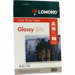Фотобумага A4 180 г/м² глянцевая, 50 листов, двусторонняя, Lomond 0102065 для струйной печати