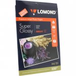 Фотобумага A4 200 г/м² суперглянцевая, 20 листов, односторонняя, Lomond 1101112 для струйной печати