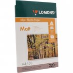 Фотобумага A4 220 г/м² матовая, 50 листов, двусторонняя, Lomond 0102144 для струйной печати