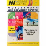 Фотобумага A4 190 г/м² матовая, 100 листов, односторонняя, Hi-Black Hi-image/MC-190-A4-100 для струйной печати