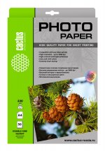 Фотобумага A4 230 г/м² глянцевая, 50 листов, двусторонняя, Cactus Photo Paper CS-GA423050DS для струйной печати