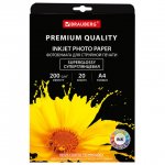 Фотобумага A4 200 г/м² суперглянцевая, 20 листов, односторонняя, Brauberg Premium 364003 для струйной печати