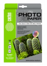 Фотобумага самоклеющаяся Cactus CS-GSA513050, односторонняя, глянцевая A5, 50л