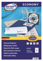 Этикетка самоклеящаяся EUROPE100 ELA013-100, односторонняя, матовая, 70x42.3мм, 21шт. на листе A4, 100л., белый (ELA013-100)
