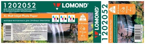 Бумага рулон 36"(914мм) x 45 м, втулка 2" (50.8мм), 105 г/м², матовая, Lomond XL Matt Paper (1202052)