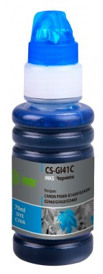 Чернила Cactus CS-GI41C, 70 мл, голубой, совместимые для Canon PIXMA G1420/G2420/G2460/G3420/G3460 (CS-GI41C)
