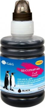 Чернила G&G GG-C13T03P14A, 140 мл, черный, совместимые для Epson M1100/M1120/M1140/M1170/M1180 (GG-C13T03P14A)