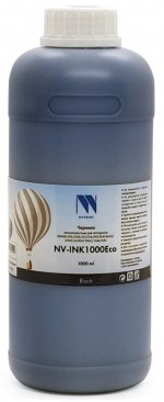 Чернила NV-Print INK1000 Black Eco, 1 л, черный, совместимые, экосольвентные для Epson, Mimaki, Mutoh, Roland, для устройств, оснащенных печатающими головами Epson DX4/ 5/ 7/ XP-600 (NV-INK1000BkEco)