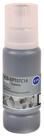Чернила Cactus 115BK, 70 мл, черный, совместимые, пигментные для Epson ECOTANK L8160/8180 (CS-EPT07C14)