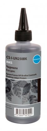 Чернила Cactus, 250 мл, черный, совместимые, водные для HP/Lexmark/Canon/Epson/Brother (CS-I-Un250BK)