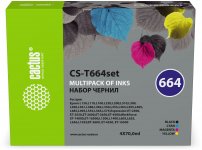 Чернила Cactus 664, 4 шт. x 70 мл, голубой/пурпурный/желтый/черный, совместимые для Epson L130/L110/L100/L220/L200/L310/L300/L360/L361/L380/L382/L350/L355/L365/L395/L405/L485/L495/L555/L565/L575/Expression ET-2500/Expression ET-2550/Expression ET-2600/Exp