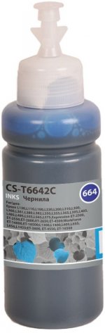 Чернила Cactus 664, 70 мл, голубой, совместимые, водные для Epson (CS-T6642C)
