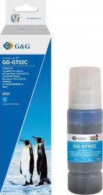 Чернила G&G GT52C, 100 мл, голубой, совместимые, водные для Wireless 410/Ink Tank 110/GT 5810/115/116/118/310/315/316/318/319/515/615/411/415/416/418/419/5820/5812/5822, M0H54AE (GG-GT52C)