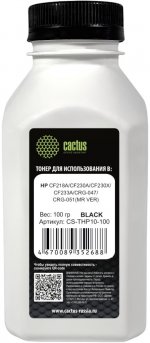 Тонер Cactus, бутыль 100 г, черный, совместимый для Canon, MR VER (CS-THP10-100)