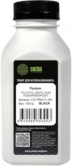 Тонер Cactus, бутыль 100 г, черный, совместимый для Pantum P2200/P2500/P2207 (CS-TPA211-100)