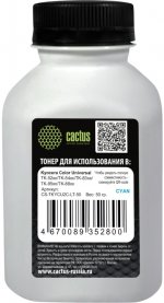 Тонер Cactus Color Universal, бутыль 50 г, голубой, совместимый для Kyocera (CS-TKYCU2C-LT-50)