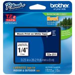 Кассета с наклейками Brother TZE211, 6 мм x 8 м, черный на белом, оригинальная