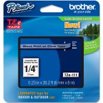 Кассета с наклейками Brother TZE111, 6 мм x 8 м, черный на прозрачном, оригинальная