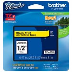 Кассета с наклейками Brother TZE631, 1.2 см x 8 м, черный на желтом, оригинальная