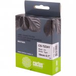 Кассета с наклейками Cactus CS-TZ241, 1.8 см x 8 м, черный на белом, совместимая