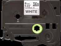 Кассета с наклейками Brother TZE-FX211, 6 мм x 8 м, черный на белом, оригинальная