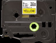 Кассета с наклейками Brother TZE-FX621, 9 мм x 8 м, черный на желтом, оригинальная