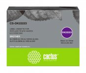 Кассета с наклейками Cactus CS-DK22223, 5 см x 30.48м, черный на белом, совместимая