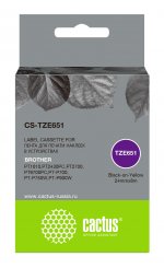 Кассета с наклейками Cactus CS-TZE651, 2.4 см x 8 м, черный на желтом, совместимая