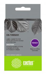 Кассета с наклейками Cactus CS-TZES231, 1.2 см x 8 м, черный на белом, совместимая