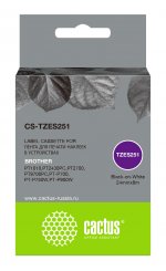 Кассета с наклейками Cactus CS-TZES251, 2.4 см x 8 м, черный на белом, совместимая