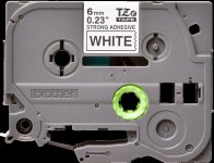 Кассета с лентой Brother TZES-211, 6 мм x 8 м, черный на белом, оригинальная (TZES211)