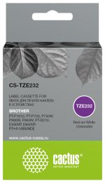 Кассета с наклейками Cactus TZe-232, 1.2 см x 8 м, красный на белом, совместимая (CS-TZE232)