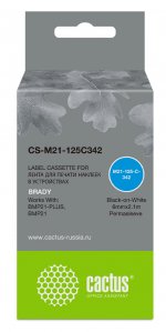 Кассета с лентой Cactus, 6 мм x 2.1 м, черный на белом, совместимая (CS-M21-125C342)