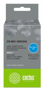 Кассета с лентой Cactus, 1.12 см x 2.1 м, черный на белом, совместимая (CS-M21-250C342)