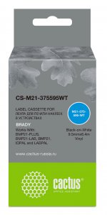 Кассета с лентой Cactus, 9.5 мм x 6.4 м, черный на белом, совместимая (CS-M21-375595WT)