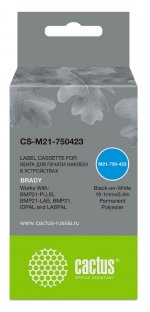 Кассета с лентой Cactus, 1.91 см x 6.4 м, черный на белом, совместимая (CS-M21-750423)