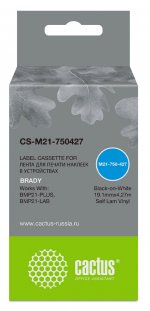 Кассета с лентой Cactus, 1.91 см x 4.27 м, черный на белом, совместимая (CS-M21-750427)
