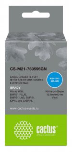 Кассета с лентой Cactus, 1.91 см x 6.4 м, белый на зеленом, совместимая (CS-M21-750595GN)