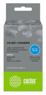 Кассета с лентой Cactus, 1.91 см x 6.4 м, белый на красном, совместимая (CS-M21-750595RD)