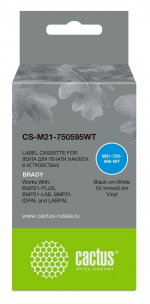 Кассета с лентой Cactus, 1.91 см x 6.4 м, черный на белом, совместимая (CS-M21-750595WT)