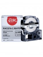 Кассета с лентой SAKURA C53S652003, 6 мм x 8 м, черный на белом, совместимая (SLC53S652003)