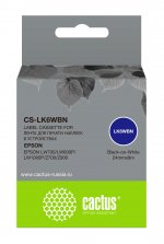 Кассета с лентой Cactus, 2.4 см x 9 м, черный на белом, совместимая (CS-LK6WBN)