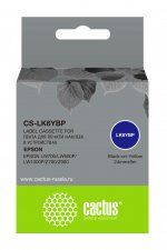 Кассета с лентой Cactus, 2.4 см x 9 м, черный на желтом, совместимая (CS-LK6YBP)