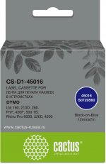 Кассета с лентой Cactus, 1.2 см x 7 м, черный на синем, совместимая (CS-D1-45016)