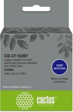 Кассета с лентой Cactus, 1.2 см x 4 м, черный на прозрачном, совместимая (CS-LT-12267)