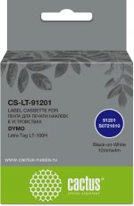 Кассета с лентой Cactus, 1.2 см x 4 м, черный на белом, совместимая (CS-LT-91201)