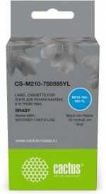 Картридж ленточный Cactus, 1.91 см x 6.4 м, черный на желтом, совместимая (CS-M210-750595YL)